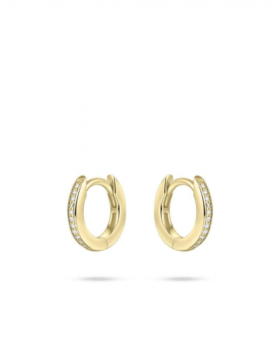 zilver geel vergulden klapcreolen met zirconia's in railzetting, 2 x 12 mm - 11115702