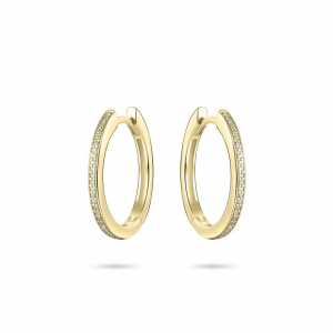zilver geel vergulden klapcreolen met zirconia's in railzetting, 2 x 20 mm - 11115704