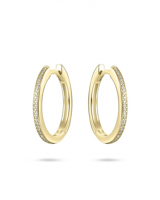 zilver geel vergulden klapcreolen met zirconia's in railzetting, 2 x 20 mm - 11115704