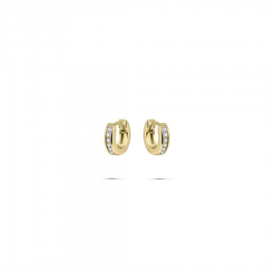 zilver geel vergulden klapcreolen met zirconia's in railzetting, 3 x 12 mm - 11115705