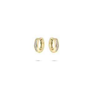 zilver geel vergulden klapcreolen met zirconia's in railzetting, 3 x 15 mm - 11115706