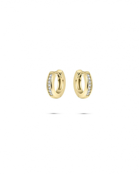 zilver geel vergulden klapcreolen met zirconia's in railzetting, 3 x 15 mm - 11115706