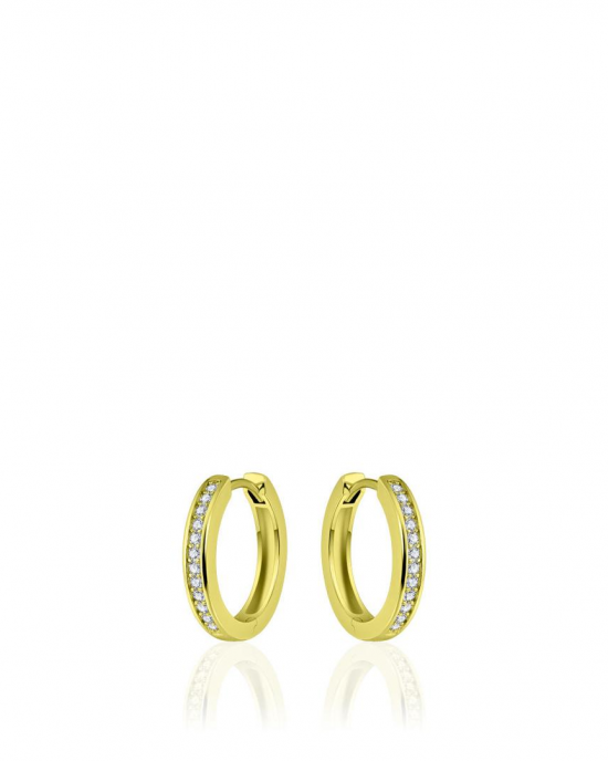 zilver geel vergulden klapcreolen met zirconia's in railzetting, 3 x 20 mm - 11115707