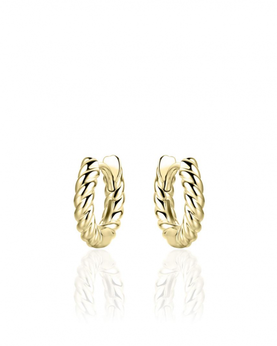 zilver, geel verguld, klapcreolen met gedraaid patroon, 3 x 13,5 mm - 11115708