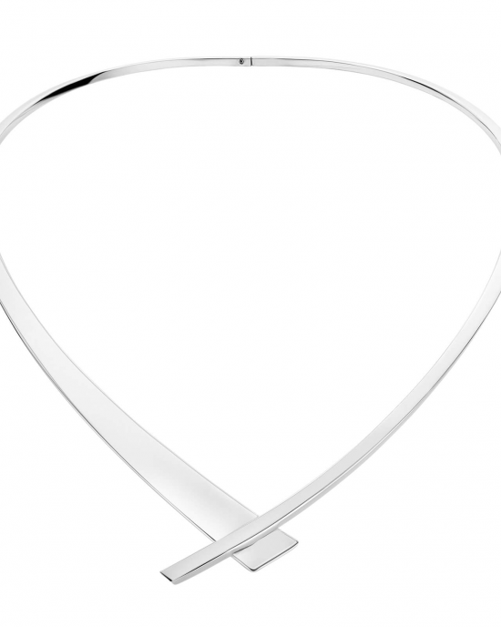 NOL handgesmede zilveren v-vormige spang onder Foliewelke langer en lager valt, 13,5 cm breede en 17 cm diep, AG04027-12-OF - 11115722