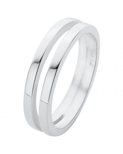 Zilveren NOL ring handgesmeed, opengewerkt model, twee strakke banen aan bovenzijde , volledig gepolijst, AG78101-2 - 11115732