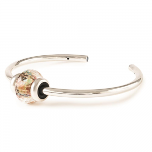Trollbeads zilveren Bangle Droomvonk, zilveren bangle met in de uiteindes een labradoriet gezet, compleet met murano glazen geslepen midden kraal en 2 zilveren stoppers, maat S - 11115808
