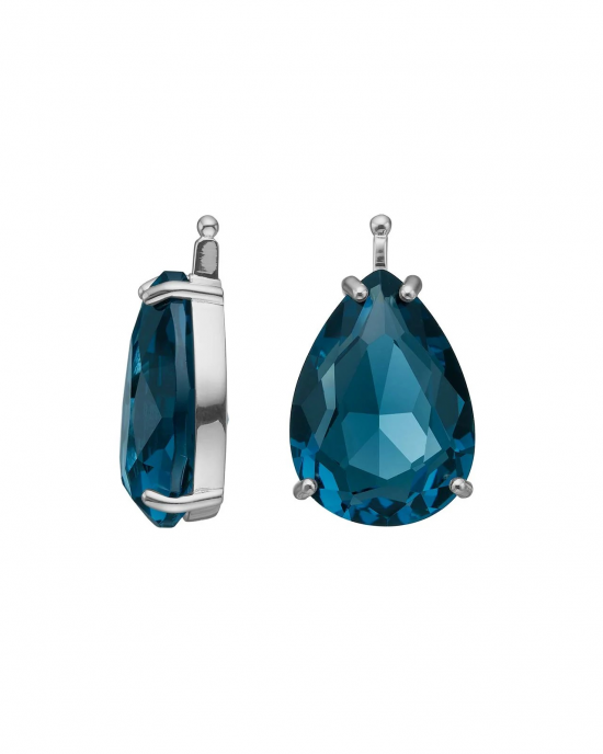 Heide Heinzendorff Zilveren oorhangers voor oorringen, Gefacetteerde druppels 18 x 13 mm Kleur; 42 blauw - 11115874