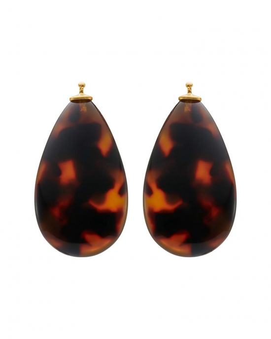 Heide Heinzendorff Zilveren geelvergulde  oorhangers voor oorringen, Acetaat druppel 20 x 30 mm Refnr. 22640035986 - 11115888