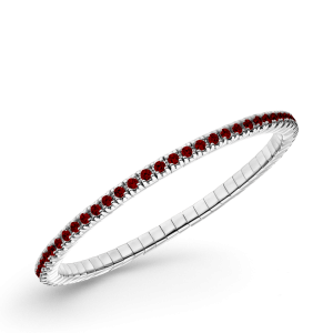 zilver gerhodineerde Dazzling Color Flex armband, lengte 18,5 cm, met rode granaatkleurige zirconias van 2 mm - 11115900