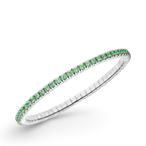 zilver gerhodineerde Dazzling Color Flex armband, lengte 18,5 cm, met groene zirconias van 2 mm - 11115901