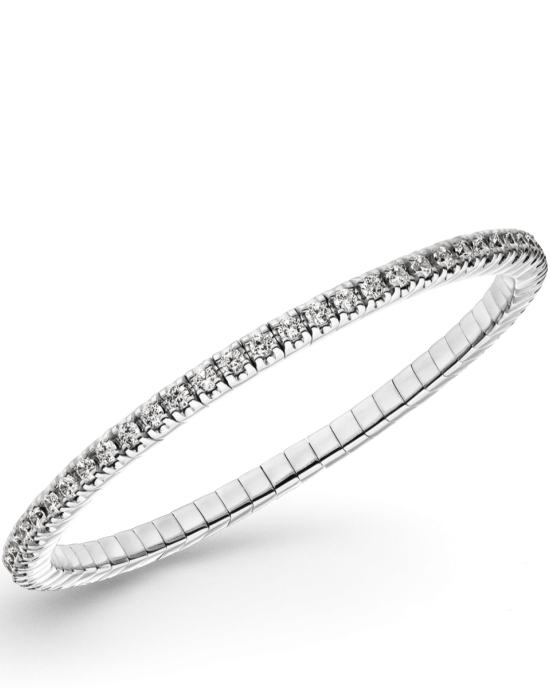 zilver gerhodineerde Dazzling Color Flex armband, lengte 17,5 cm, met witte zirconias van 2,5 mm - 11115902