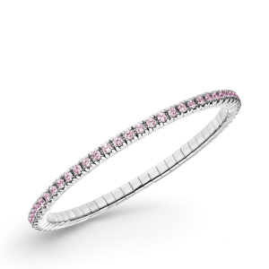 zilver gerhodineerde Dazzling Color Flex armband, lengte 18,5 cm, met roze zirconias van 2,5 mm - 11115903