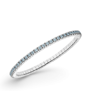 zilver gerhodineerde Dazzling Color Flex armband, lengte 18,5 cm, met aquamarijnkleurige zirconias van 2,5 mm - 11115904