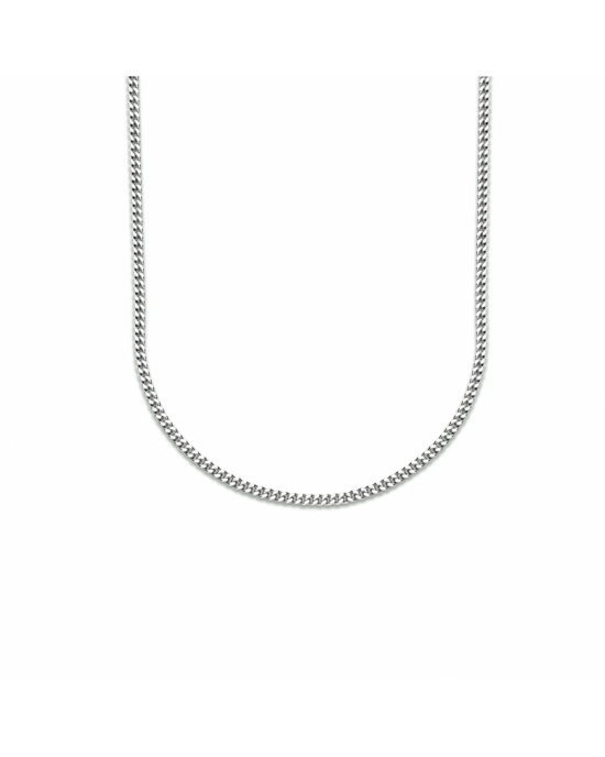 Gerhodineerd 925 zilveren gourmet collier met een schakelbreedte van 2.4mm. Het collier heeft een draaglengte van 60cm en een stevige karabijn sluiting. - 11112501