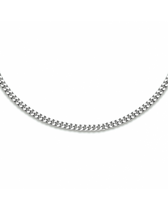 Gerhodineerd 925 zilveren gourmet collier met een schakelbreedte van 2.4mm. Het collier heeft een draaglengte van 60cm en een stevige karabijn sluiting. - 11112501