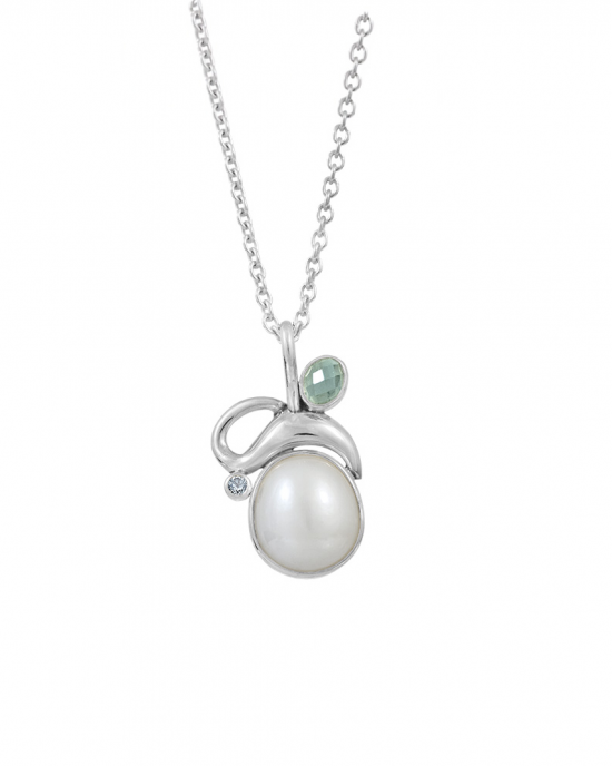 Rabinovich zilveren collier; Amaze; met cultivéparel, blauwe kwarts en blauwe topaas refnr. 81402065 - 11115963