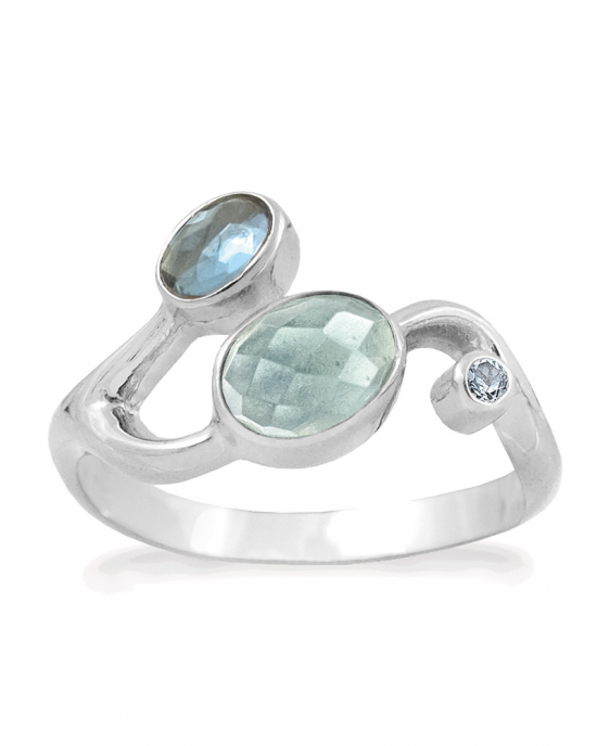 Rabinovich zilveren ring; Blend of blue; met blauwe kwarts en blauwe topaas refnr.82703051 - 11115966