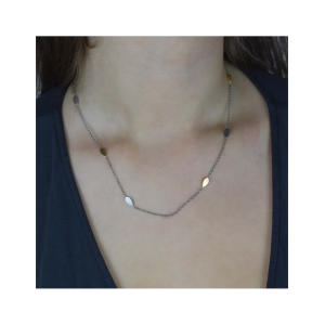 Boccia bicolor Titanium fantasie collier, ankerschakel met 8 x een peervormige grotere tussenschakel, 42 + 5 cm - 11116516