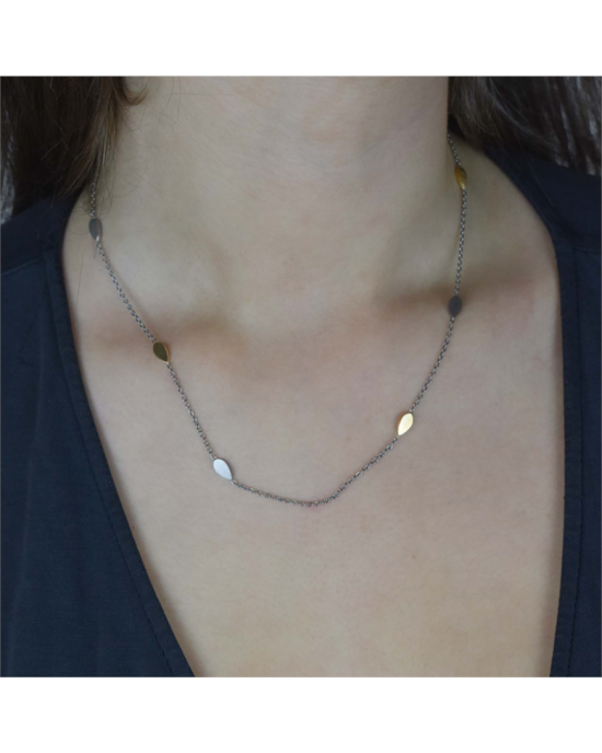Boccia bicolor Titanium fantasie collier, ankerschakel met 8 x een peervormige grotere tussenschakel, 42 + 5 cm - 11116516