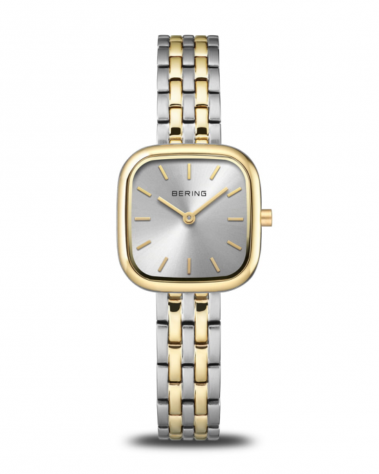 bicolor Bering horloge met bicolor band, een kussenvormige kast, zilverkleurige wijzerplaat en saffierglas, 17926-714 - 11115990