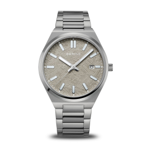 Bering horloge, stalen kast van 39 mm en een stalen schakelband, grijze wijzerplaat welke krasmat is uitgevoerd met streepindexen en een datumfunctie, saffier glas, 17639-777 - 11115993