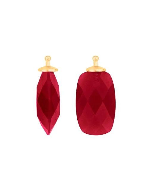 Zilver geelvergulde Heinzendorff oorring hangers, rode rechthoek, gefacetteerd. Ref nr22300035950. - 11116037