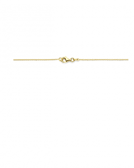 14 krt geelgouden fantasie ankerschakel collier met rechthoekige balkjes, verder verfraaid met 9 diverse groentinten kwartsiet welke zijn geslepen in kubusvorm, 45 cm x 1,2 mm - 11116071