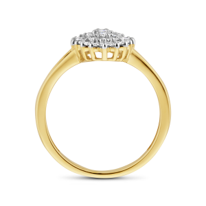 14 krt bicolor gouden ovale entourage ring, met Labgrown diamanten briljant geslepen, totaal 0.48 crt H/SI2 - 11116075