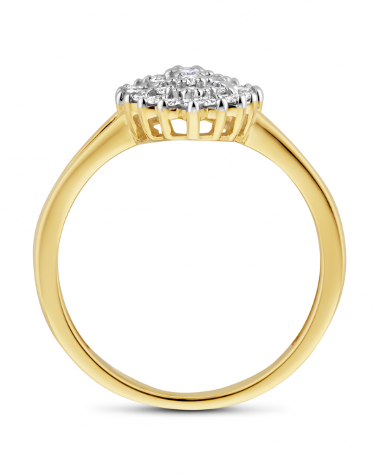 14 krt bicolor gouden ovale entourage ring, met Labgrown diamanten briljant geslepen, totaal 0.48 crt H/SI2 - 11116075