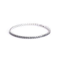edelstalen armband met vierkante zwarte zirkonia steentjes in een kleine maat. refnr. lux01xss - 11116259