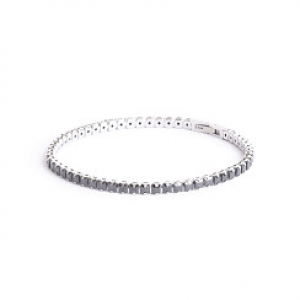 edelstalen armband met vierkante zwarte zirkonia steentjes in een kleine maat. refnr. lux01xss - 11116259