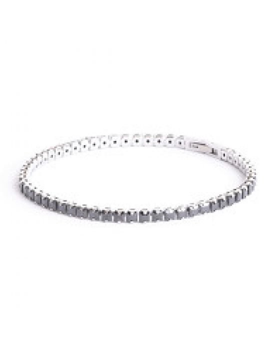 edelstalen armband met vierkante zwarte zirkonia steentjes in een kleine maat. refnr. lux01xss - 11116259