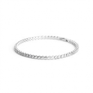 edelstalen armband met vierkante zirkonia steentjes in een kleine maat. refnr. lux02xss - 11116260