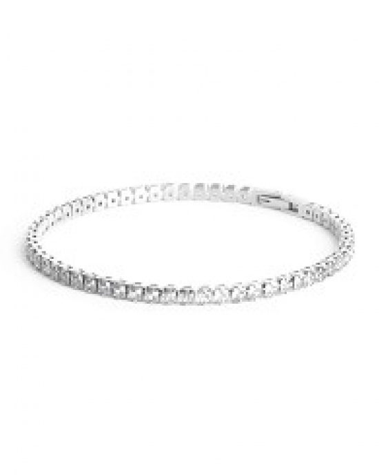 edelstalen armband met vierkante zirkonia steentjes in een kleine maat. refnr. lux02xss - 11116260