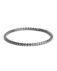 zwart gecoat edelstalen armband met vierkante zwarte zirkonia steentjes in een kleine maat. refnr. lux02xss - 11116261