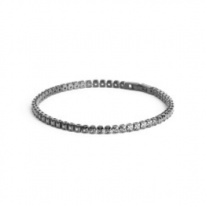 zwart gecoat edelstalen armband met vierkante zwarte zirkonia steentjes in een kleine maat. refnr. lux02xss - 11116261