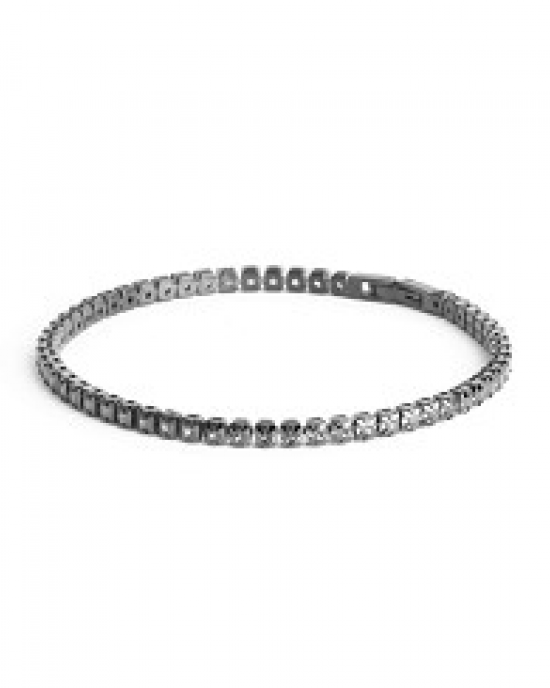 zwart gecoat edelstalen armband met vierkante zwarte zirkonia steentjes in een kleine maat. refnr. lux02xss - 11116261