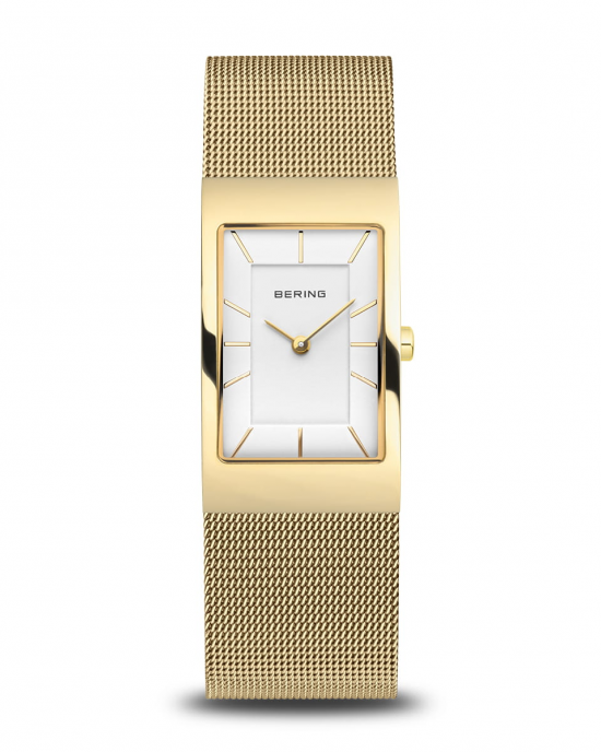 Bering rechthoekig horloge met milanaise band, volledig geel verguld, saffierglas, refnr : 10222-331-S - 11116285