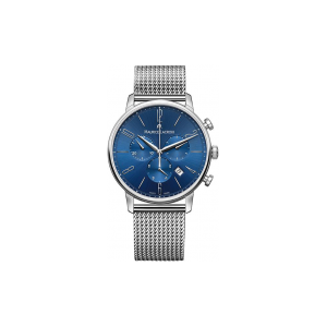 MAURICE LACROIX herenpols horloge uit de serie ELIROS CHRONOGRAPH met blauwe wijzerplaat en metalen milanaiseband Refnr;EL1098-SS006-420-1 - 11112138