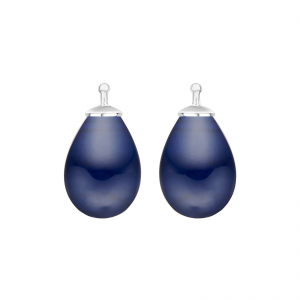 Zilveren Heinzendorff oorringhangers glazen druppels in donkerblauw ref. nr. 22300010946 - 11116466