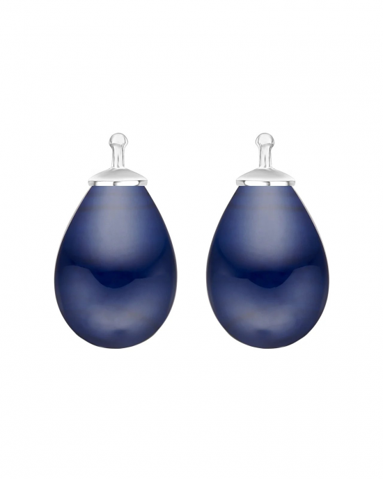 Zilveren Heinzendorff oorringhangers glazen druppels in donkerblauw ref. nr. 22300010946 - 11116466