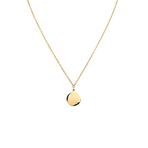 Boccia volledig geel verguld ankerschakel lengte collier, 42 + 4 cm, met in het midden een hangertje, rond plaatje ca 11 mm welke is verfraaid met een 0.005 ct briljant geslepen diamant - 11116517