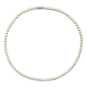 Boccia bicolor titanium fantasie-schakel Collier, bestaande uit kleine ronde gepolijste schijfjes met een patroon van 3 x titanium en 1 x verguld schijfje, lengte ca 43 cm Bicol - 11116518
