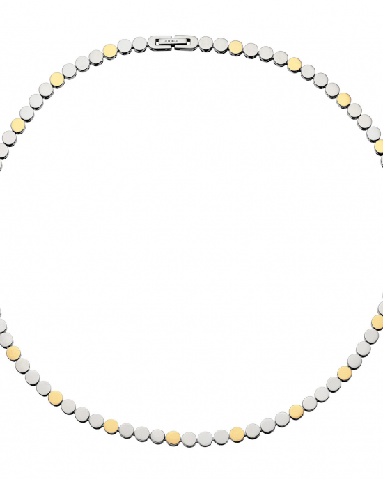 Boccia bicolor titanium fantasie-schakel Collier, bestaande uit kleine ronde gepolijste schijfjes met een patroon van 3 x titanium en 1 x verguld schijfje, lengte ca 43 cm Bicol - 11116518