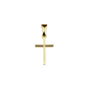 14 krt geelgouden hanger, kruisje welke gediamanteerd is uitgevoerd, 13,5 x 8,5 mm - 11116184