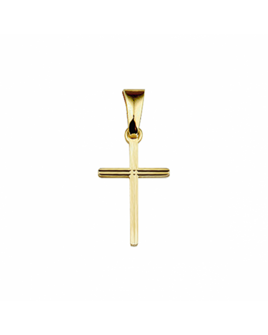 14 krt geelgouden hanger, kruisje welke gediamanteerd is uitgevoerd, 13,5 x 8,5 mm - 11116184