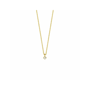 14k Geelgouden collier met een diamant van 0.05ct H/SIen een karabijn sluiting. Met draaglengtes van 41, 43 en 45cm en de schakelbreedte is 1.25mm. - 11113227