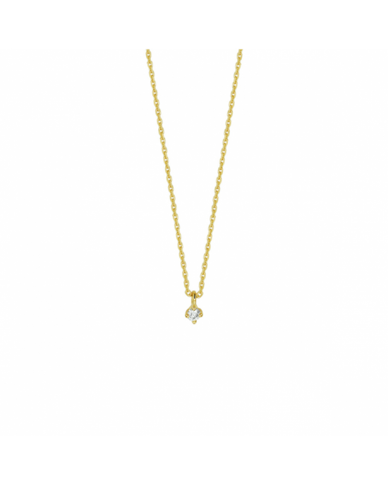 14k Geelgouden collier met een diamant van 0.05ct H/SIen een karabijn sluiting. Met draaglengtes van 41, 43 en 45cm en de schakelbreedte is 1.25mm. - 11113227