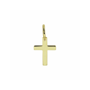 Geelgouden massieve kruis hanger met een afmeting van 10x7.5mm uitgevoerd met een stevig hangoog. - 11113920